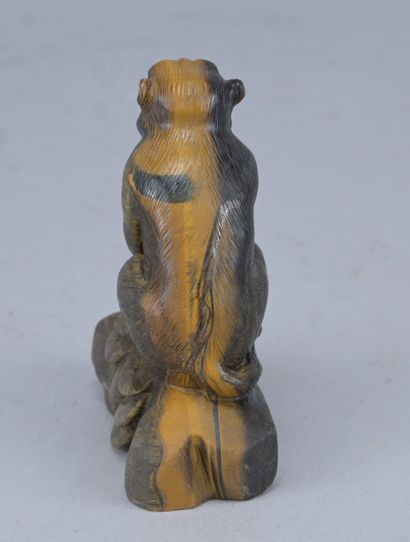 Carved Tiger's Eye Monkey – China – 20th...