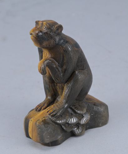 Carved Tiger's Eye Monkey – China – 20th...