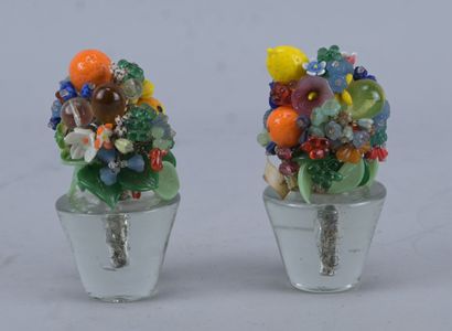 Pair of blown glass vases - Murano, Italy,...