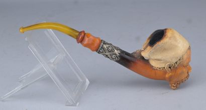 Pipe en écume de mer avec écran - argent...