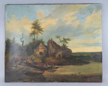 Flemish School – Lively Landscape at the...