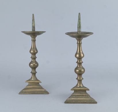 Pair of candlesticks – bronze – Italy – 17th...