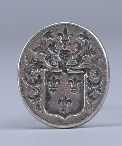 Cachet à cire en argent – armoiries – XVIIIe...