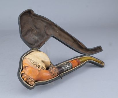 Pipe en écume de mer avec écran - argent...