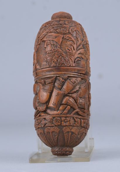Étui à aiguilles - corozo sculpté – XIXe...