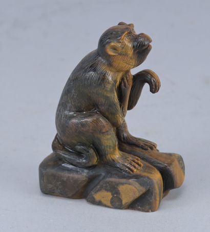 Carved Tiger's Eye Monkey – China – 20th...