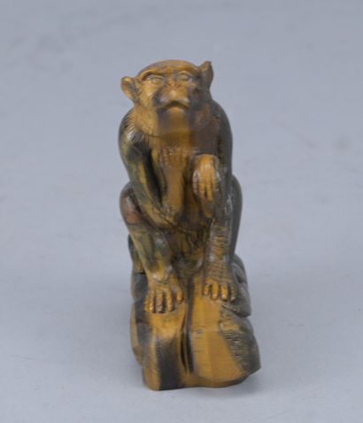 Carved Tiger's Eye Monkey – China – 20th...