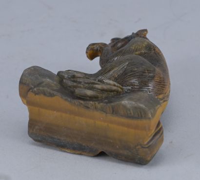 Carved Tiger's Eye Monkey – China – 20th...