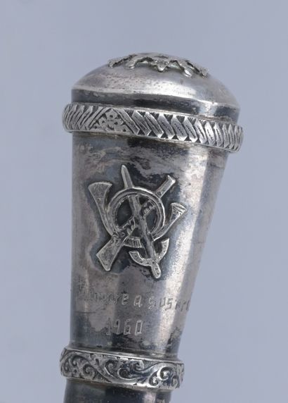 Bâton militaire – bois et argent – Espagne...