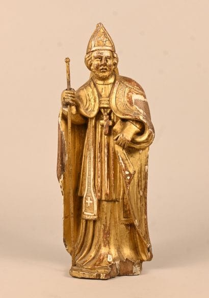 Saint Augustin as bishop Baroque gilded wood...