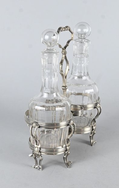 Liège silver and cut-crystal oil and vinegar...