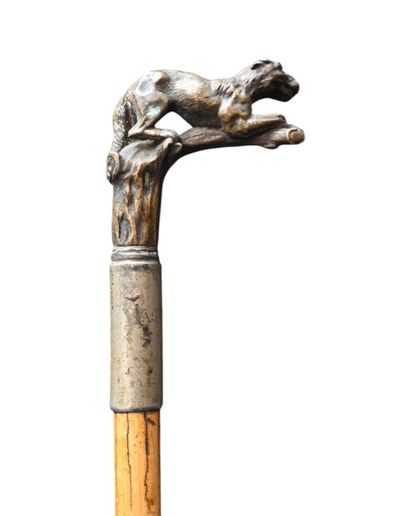 Walking stick with brass handle featuring...