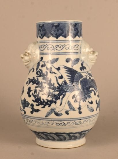 Chinese blue and white porcelain vase decorated...