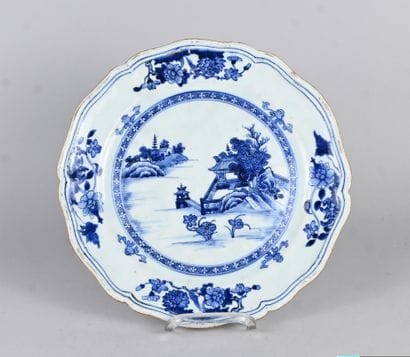Large blue-and-white Chinese porcelain dish,...