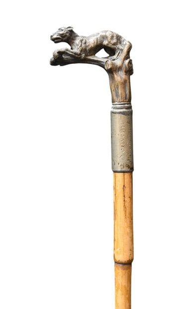 Walking stick with brass handle featuring...