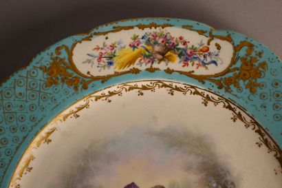 Sèvres soft-paste porcelain plate with gallant...
