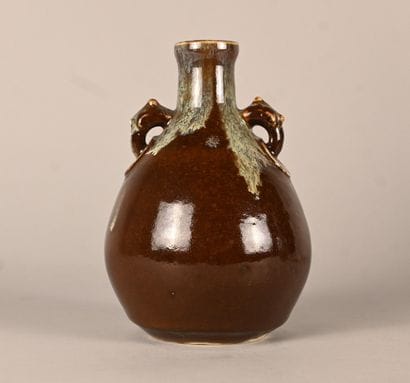 Chinese brown glazed stoneware vase with...