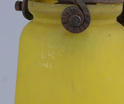 Art Deco wrought-iron table lamp with signed...