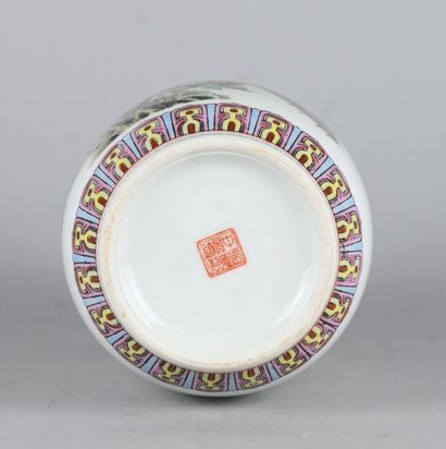 Chinese porcelain vase with peacock and peony...