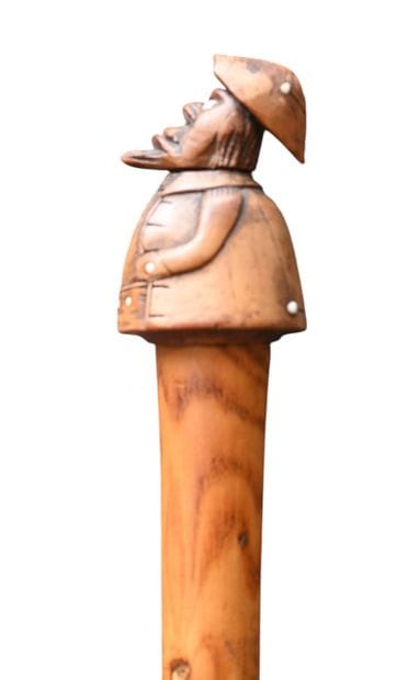 Walking stick with carved tagua nut handle,...