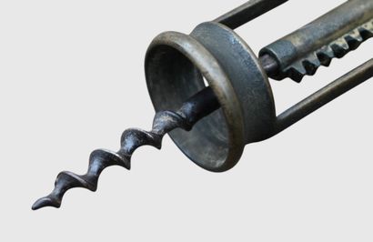 Lever-type corkscrew – brass and steel –...