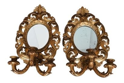 Pair of carved and gilded wood girandole...