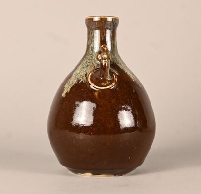 Chinese brown glazed stoneware vase with...