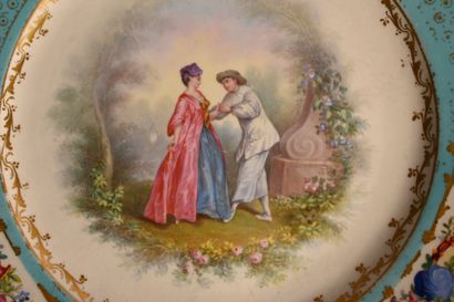 Sèvres soft-paste porcelain plate with gallant...