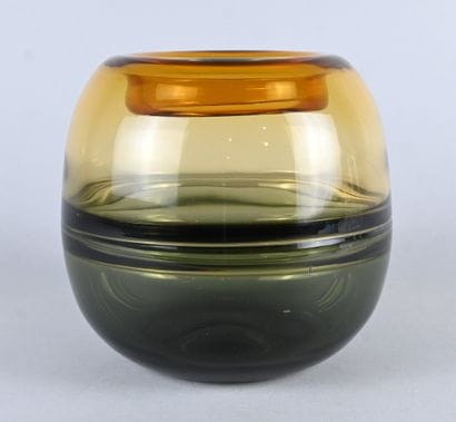 Multi-layered amber and olive green blown...