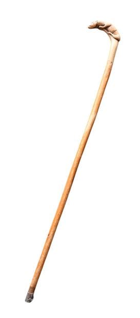 Carved wooden cane with zoomorphic handle,...