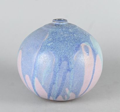 Spherical glazed stoneware vase signed Jan...