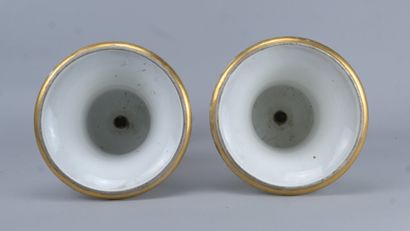 Pair of Medici vases in white and gilded...
