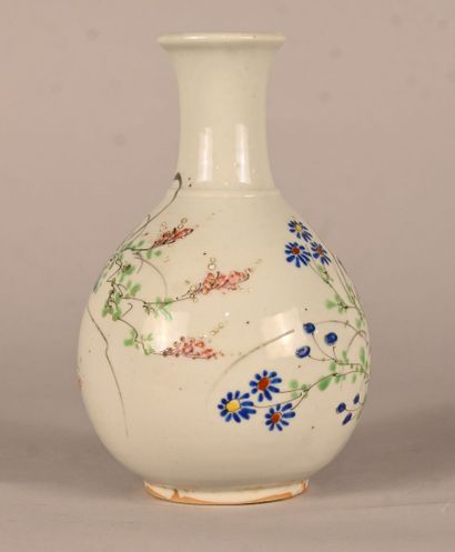 Chinese enameled porcelain vase with polychrome...