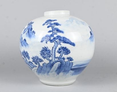 Korean blue and white porcelain vase with...