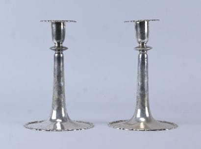 Pair of solid silver candlesticks – J.W....