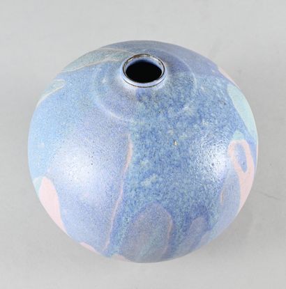 Spherical glazed stoneware vase signed Jan...