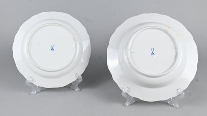 Pair of Meissen porcelain soup plates with...