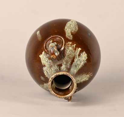 Chinese brown glazed stoneware vase with...