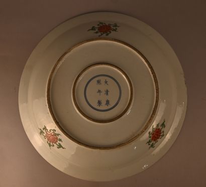 Large porcelain dish with fish decoration...