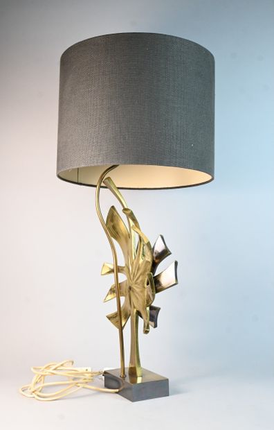 Sculptural gilded brass lamp attributed to...