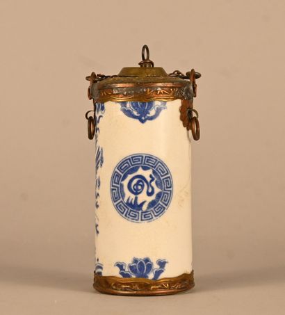 Chinese blue and white porcelain pipe with...