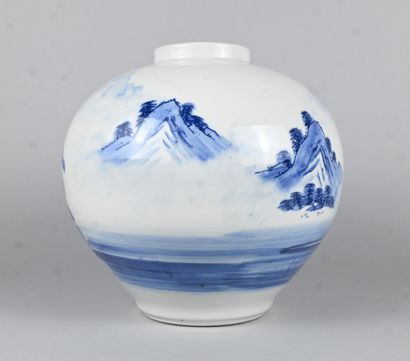 Korean blue and white porcelain vase with...