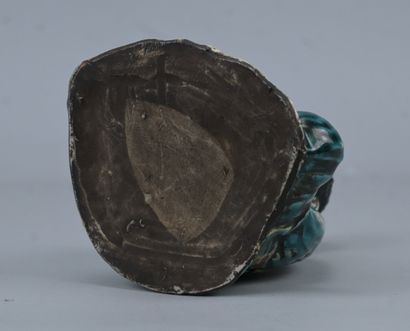 Seated Buddha in polychrome glazed porcelain,...