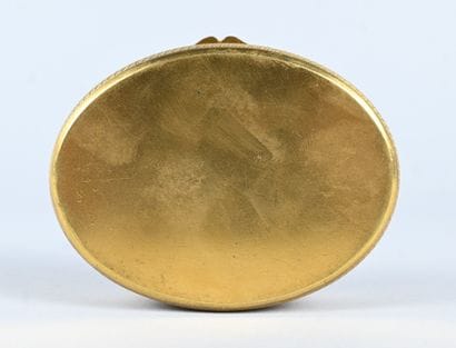 Oval gilt bronze box with miniature of Napoleon,...