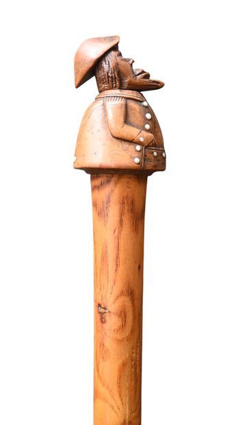 Walking stick with carved tagua nut handle,...