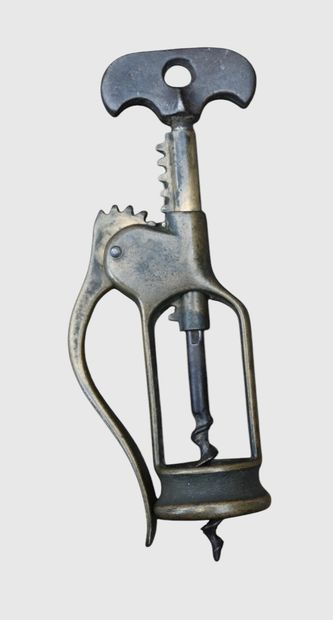 Lever-type corkscrew – brass and steel –...