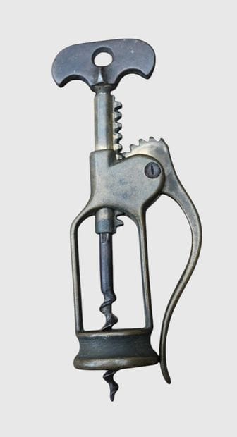 Lever-type corkscrew – brass and steel –...