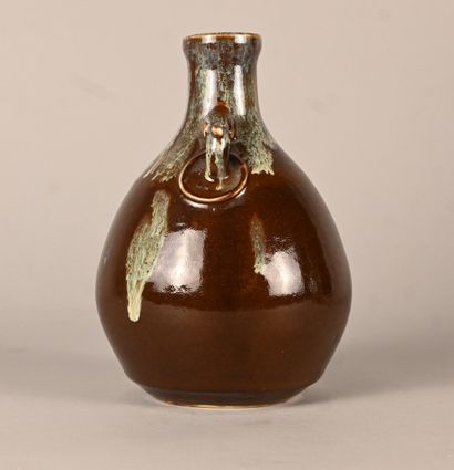 Chinese brown glazed stoneware vase with...