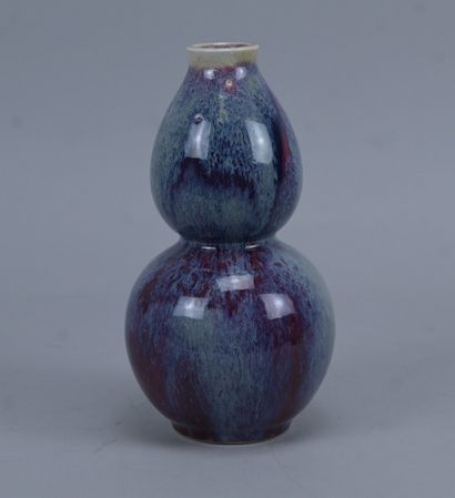 Vase bouteille en porcelaine émaillée flammée...