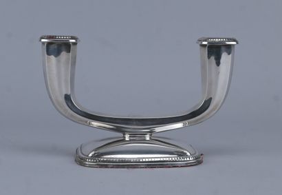 Bougeoir Art déco à deux lumières en argent...